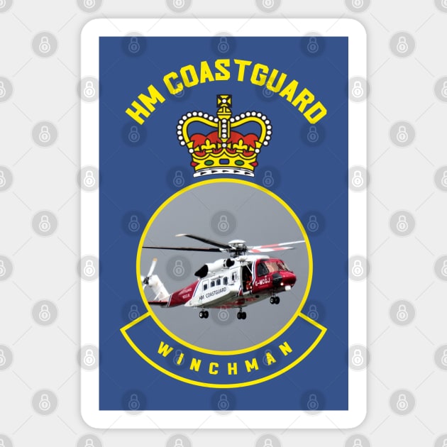 Wichman - HM Coastguard rescue Sikorsky S-92 helicopter based on coastguard insignia Magnet by AJ techDesigns